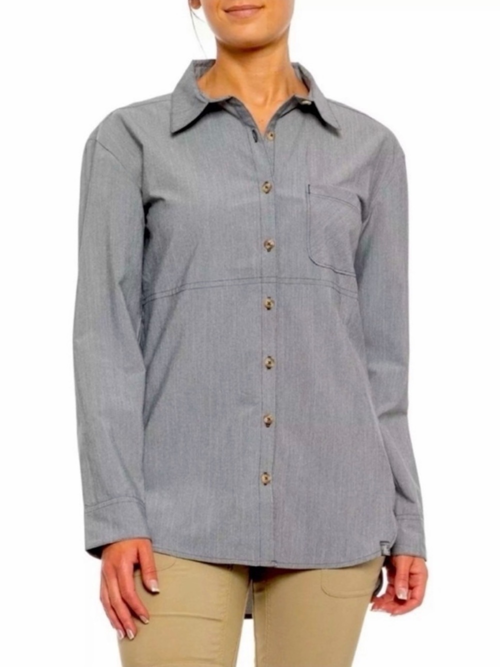 The North Face Women’s Hiking Travel Button Down Shirt Gray Large
